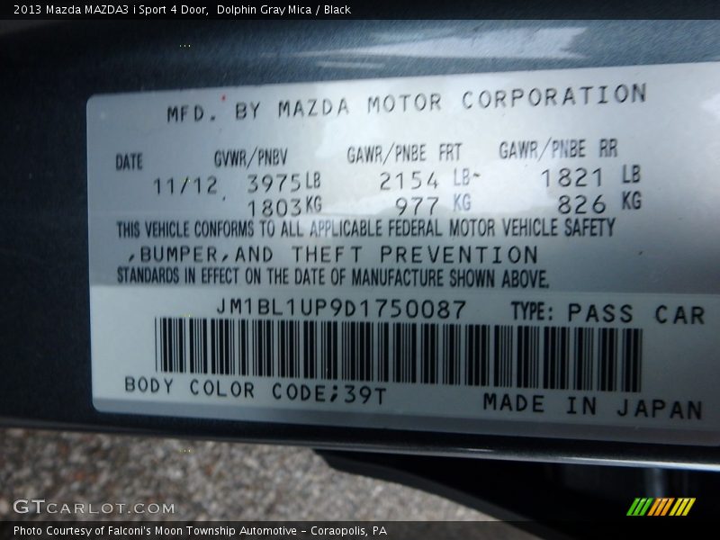 Dolphin Gray Mica / Black 2013 Mazda MAZDA3 i Sport 4 Door