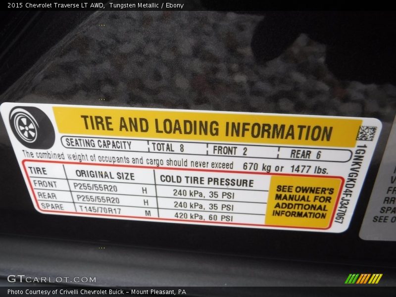 Tungsten Metallic / Ebony 2015 Chevrolet Traverse LT AWD