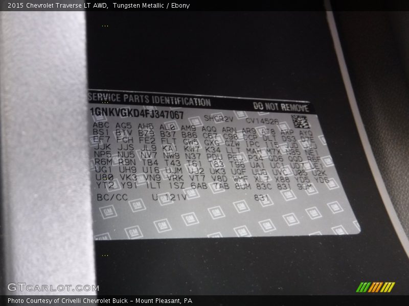 Tungsten Metallic / Ebony 2015 Chevrolet Traverse LT AWD