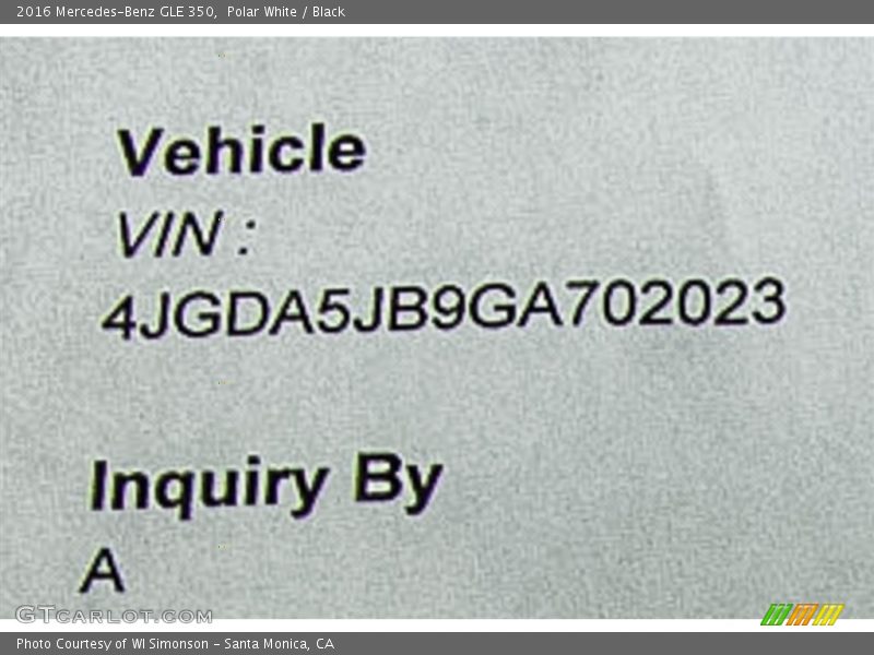 Polar White / Black 2016 Mercedes-Benz GLE 350