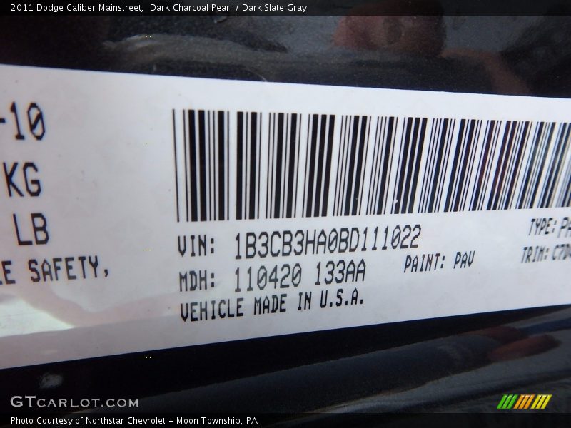 Dark Charcoal Pearl / Dark Slate Gray 2011 Dodge Caliber Mainstreet