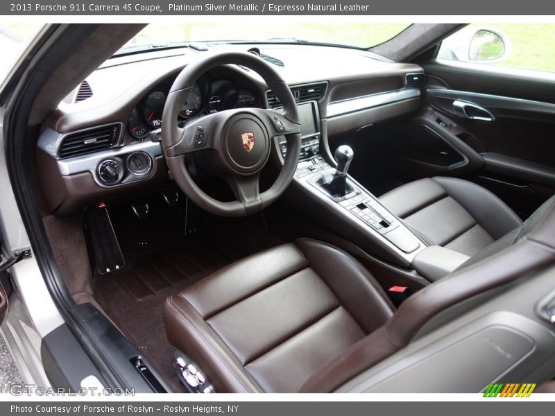 Platinum Silver Metallic / Espresso Natural Leather 2013 Porsche 911 Carrera 4S Coupe