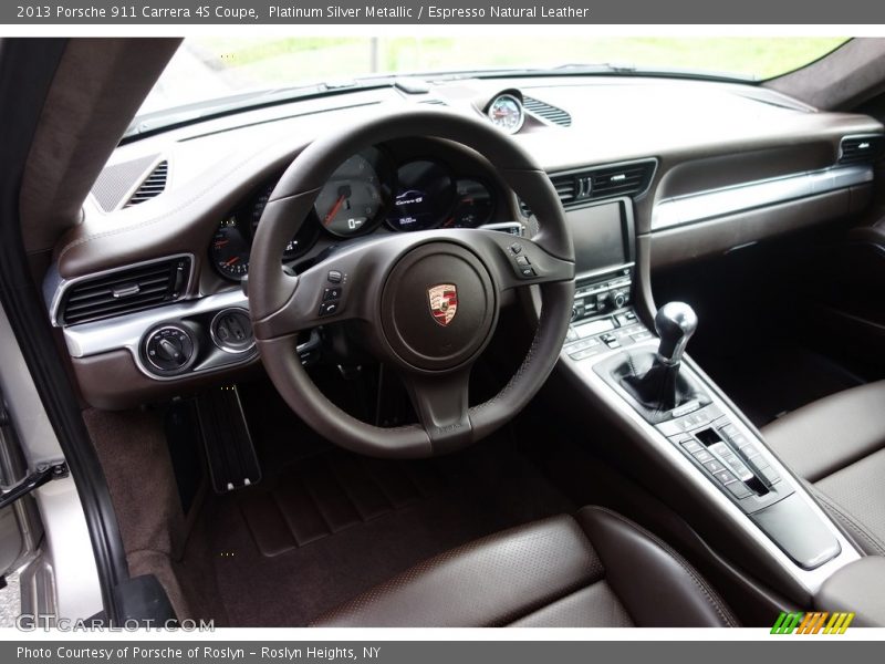Platinum Silver Metallic / Espresso Natural Leather 2013 Porsche 911 Carrera 4S Coupe