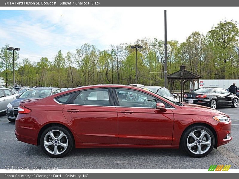 Sunset / Charcoal Black 2014 Ford Fusion SE EcoBoost