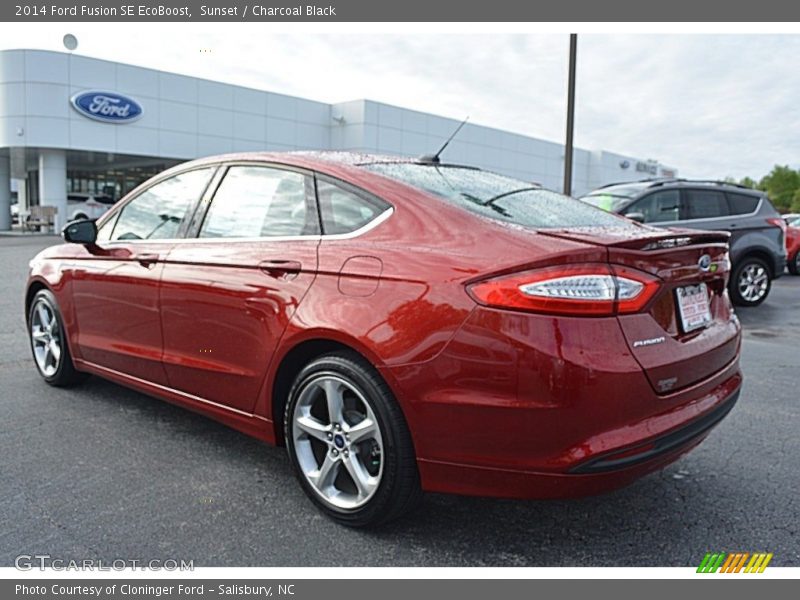 Sunset / Charcoal Black 2014 Ford Fusion SE EcoBoost
