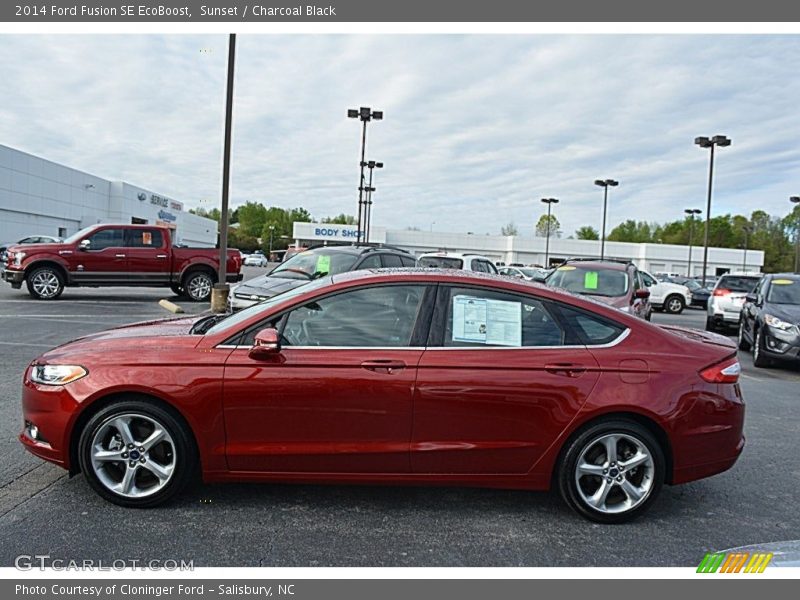 Sunset / Charcoal Black 2014 Ford Fusion SE EcoBoost