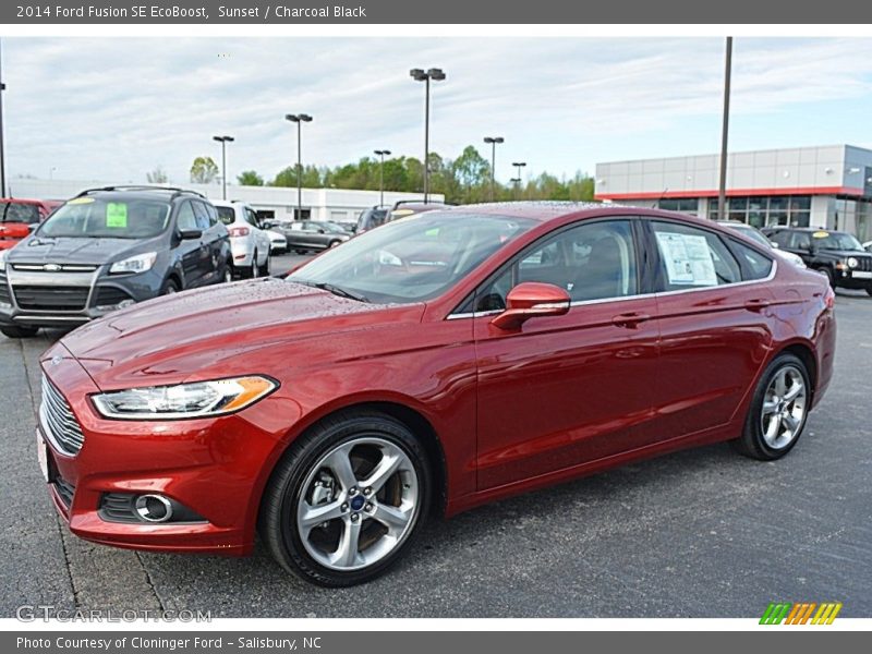 Sunset / Charcoal Black 2014 Ford Fusion SE EcoBoost