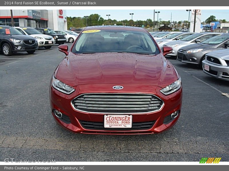 Sunset / Charcoal Black 2014 Ford Fusion SE EcoBoost