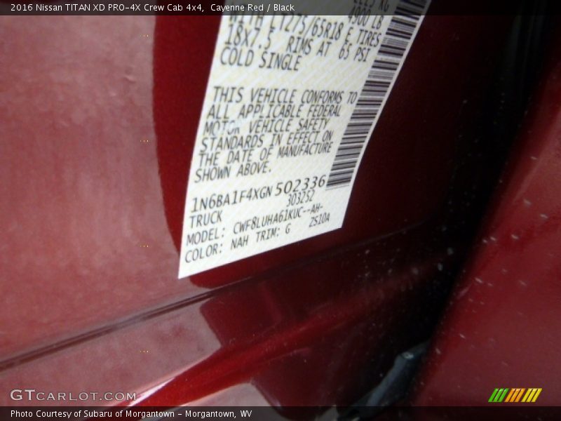 2016 TITAN XD PRO-4X Crew Cab 4x4 Cayenne Red Color Code NAH