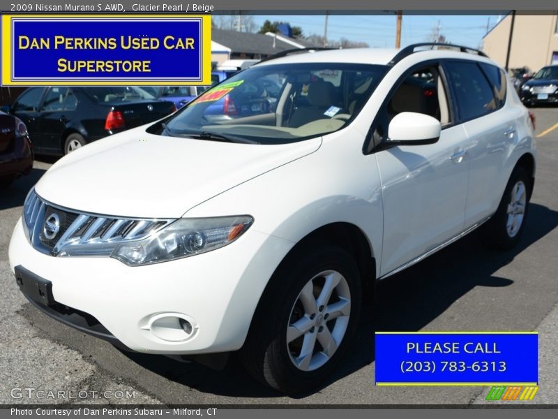 Glacier Pearl / Beige 2009 Nissan Murano S AWD