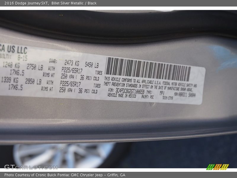 Billet Silver Metallic / Black 2016 Dodge Journey SXT