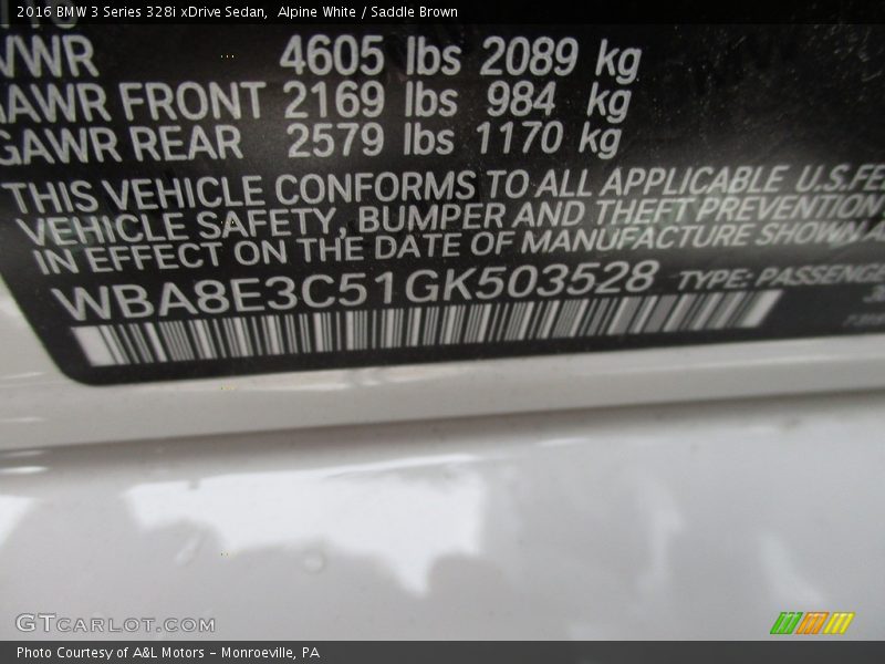 Alpine White / Saddle Brown 2016 BMW 3 Series 328i xDrive Sedan