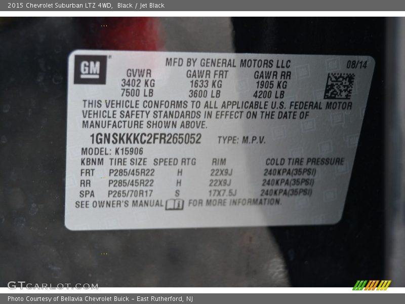 Black / Jet Black 2015 Chevrolet Suburban LTZ 4WD