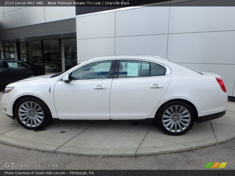 White Platinum Metallic Tri-coat / Charcoal Black 2014 Lincoln MKS AWD