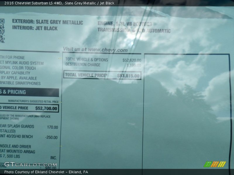  2016 Suburban LS 4WD Window Sticker