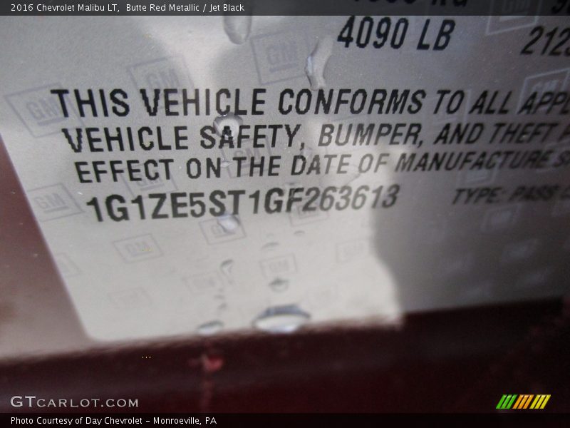 Butte Red Metallic / Jet Black 2016 Chevrolet Malibu LT