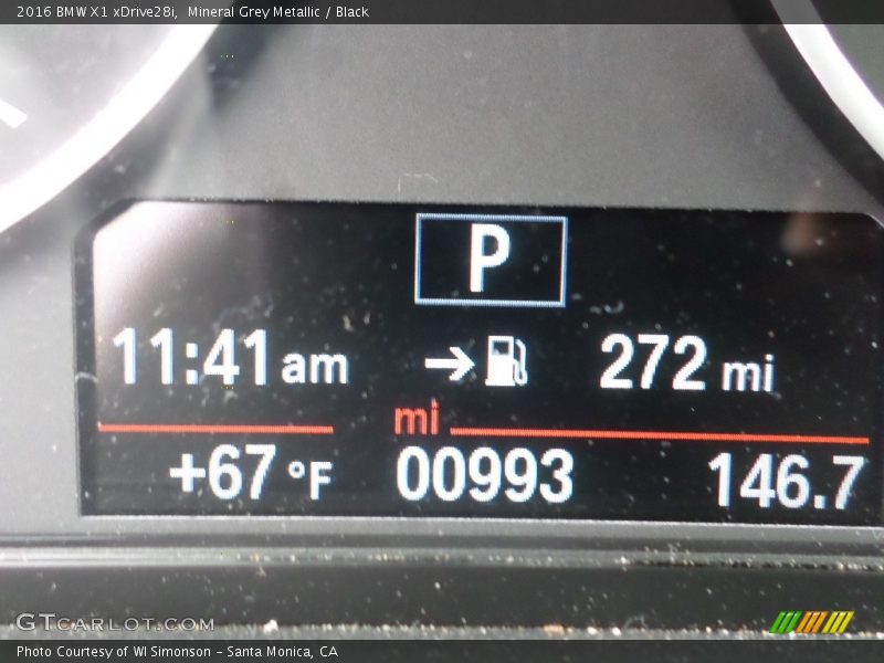 Mineral Grey Metallic / Black 2016 BMW X1 xDrive28i