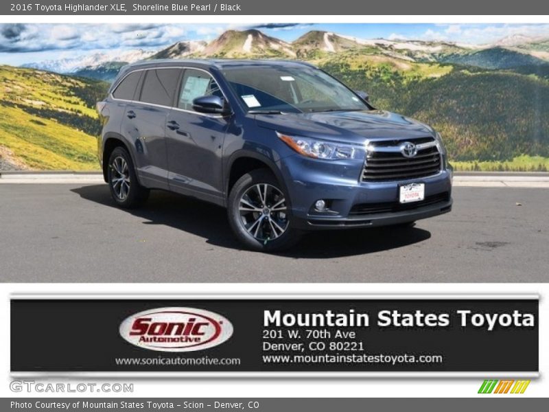 Shoreline Blue Pearl / Black 2016 Toyota Highlander XLE