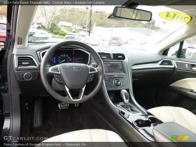 Tuxedo Black / Medium Soft Ceramic 2014 Ford Fusion Titanium AWD