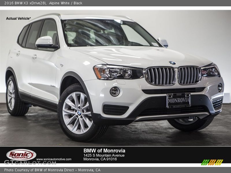 Alpine White / Black 2016 BMW X3 xDrive28i