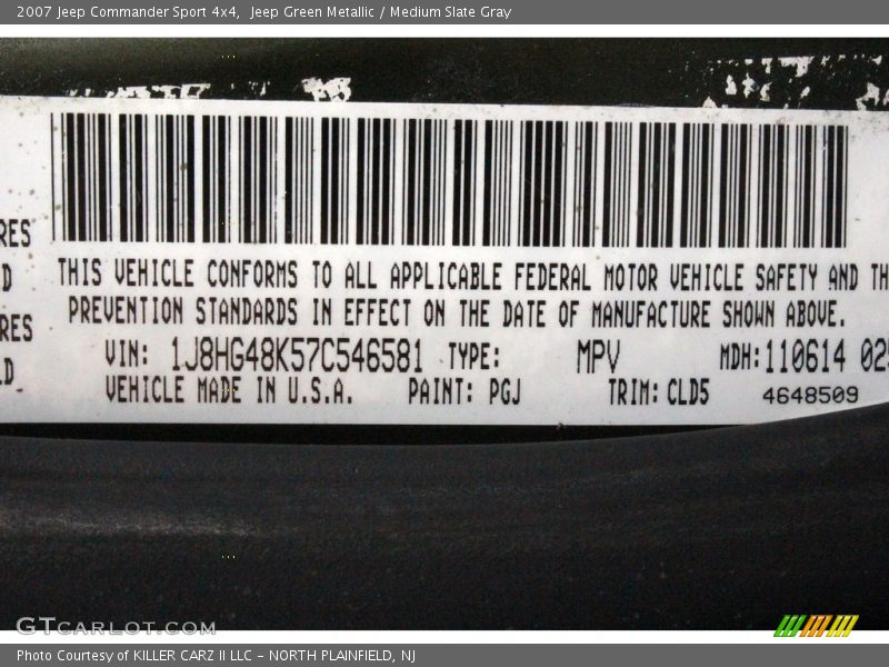 Jeep Green Metallic / Medium Slate Gray 2007 Jeep Commander Sport 4x4