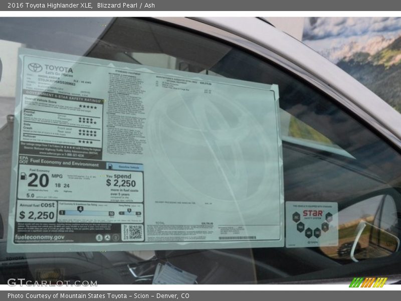 Blizzard Pearl / Ash 2016 Toyota Highlander XLE