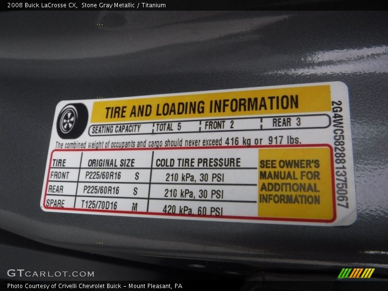 Stone Gray Metallic / Titanium 2008 Buick LaCrosse CX