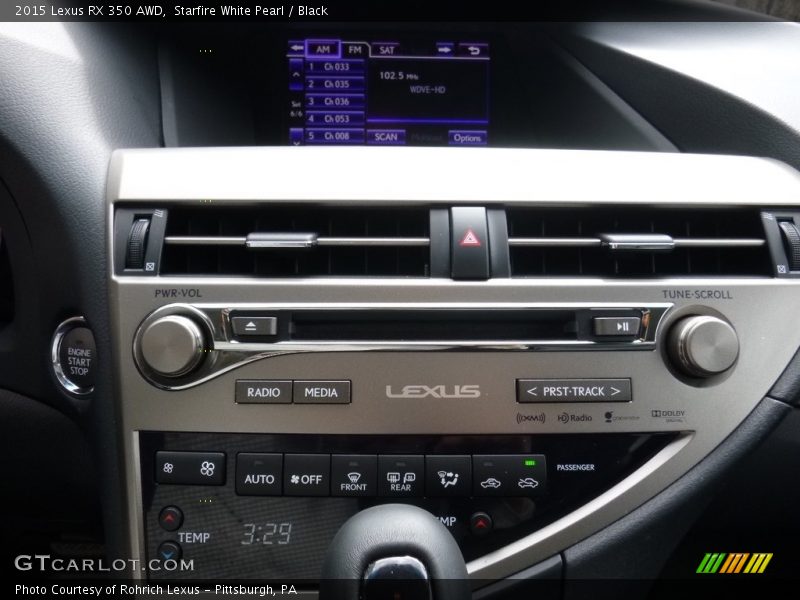 Starfire White Pearl / Black 2015 Lexus RX 350 AWD