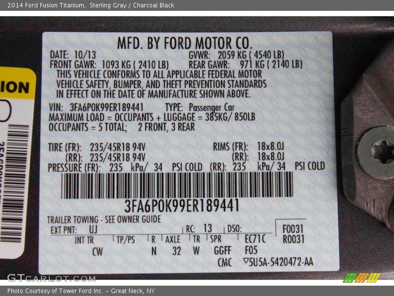 Sterling Gray / Charcoal Black 2014 Ford Fusion Titanium