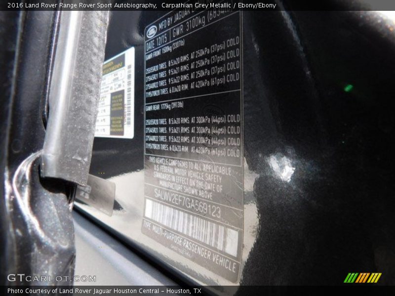 Carpathian Grey Metallic / Ebony/Ebony 2016 Land Rover Range Rover Sport Autobiography
