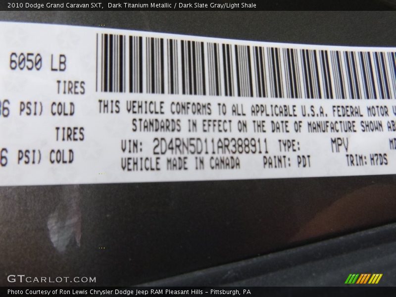 Dark Titanium Metallic / Dark Slate Gray/Light Shale 2010 Dodge Grand Caravan SXT