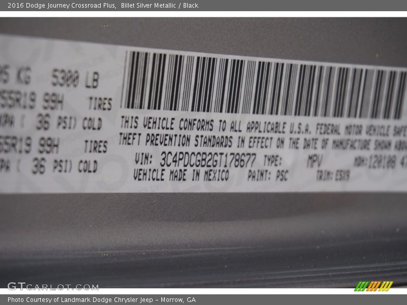 Billet Silver Metallic / Black 2016 Dodge Journey Crossroad Plus