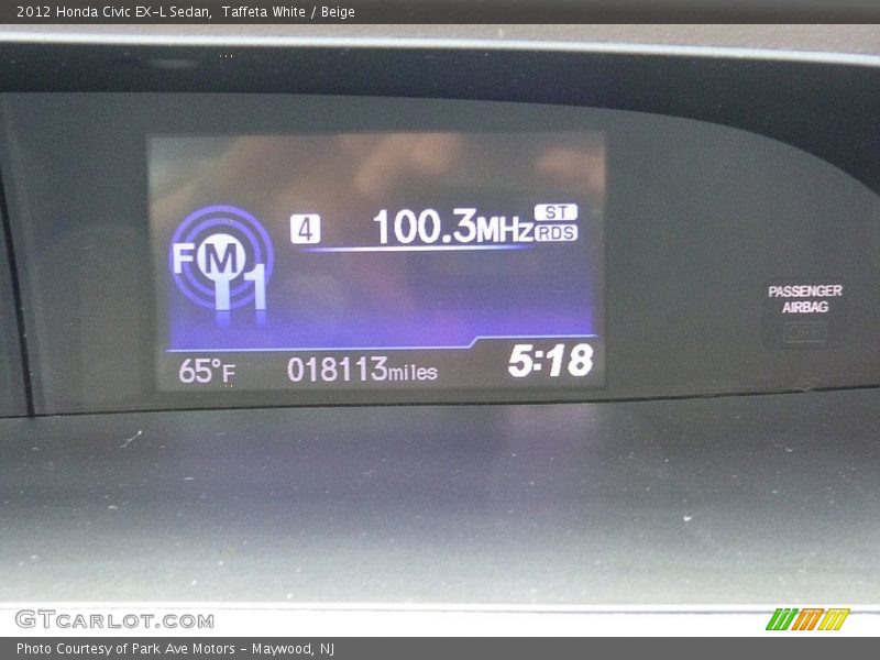Taffeta White / Beige 2012 Honda Civic EX-L Sedan