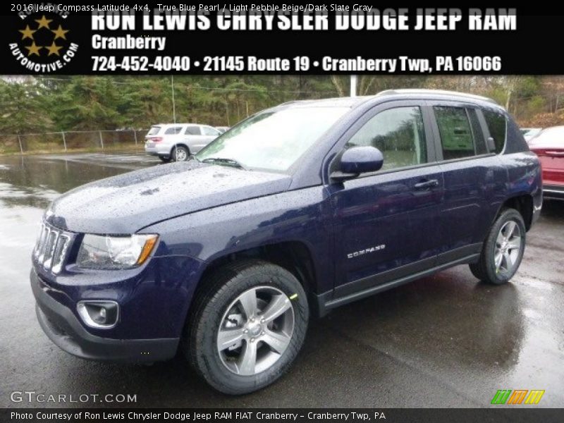 True Blue Pearl / Light Pebble Beige/Dark Slate Gray 2016 Jeep Compass Latitude 4x4