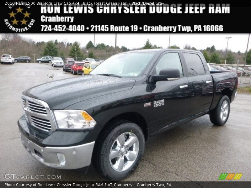Black Forest Green Pearl / Black/Diesel Gray 2016 Ram 1500 Big Horn Crew Cab 4x4