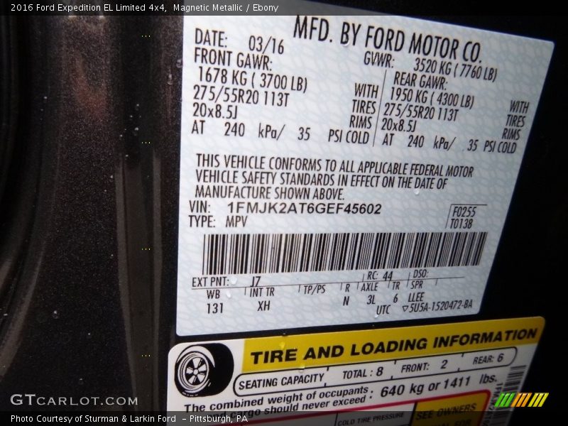 Magnetic Metallic / Ebony 2016 Ford Expedition EL Limited 4x4