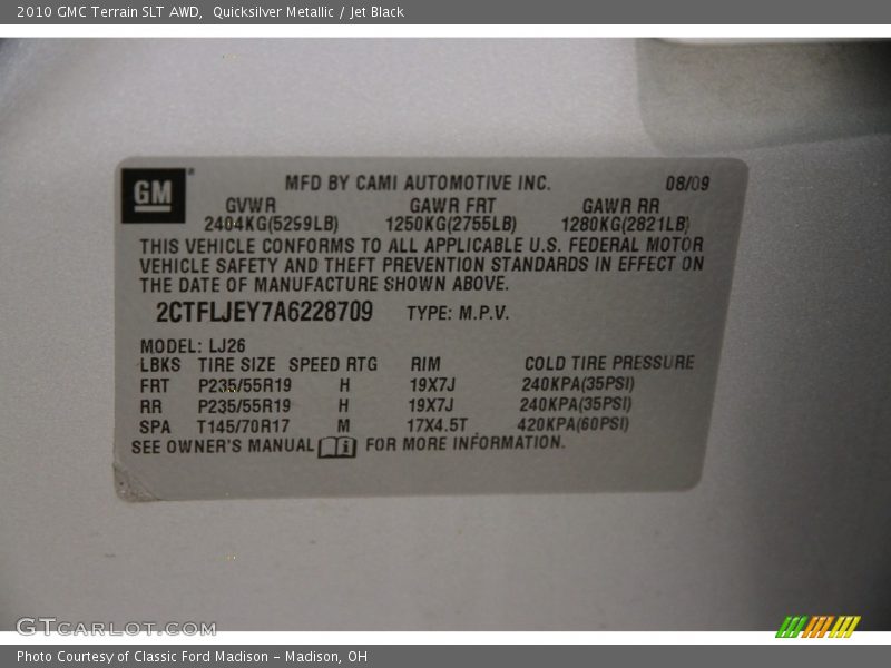 Quicksilver Metallic / Jet Black 2010 GMC Terrain SLT AWD