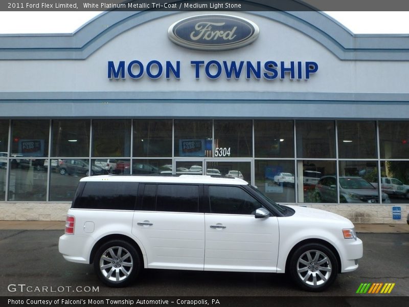 White Platinum Metallic Tri-Coat / Medium Light Stone 2011 Ford Flex Limited