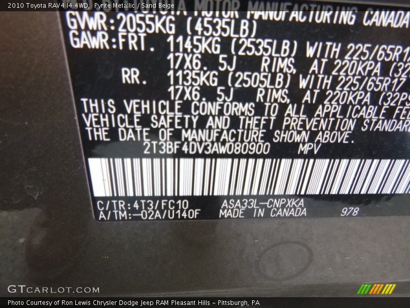 Pyrite Metallic / Sand Beige 2010 Toyota RAV4 I4 4WD