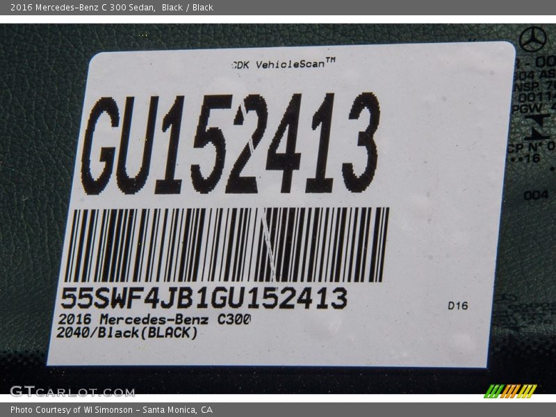 Black / Black 2016 Mercedes-Benz C 300 Sedan
