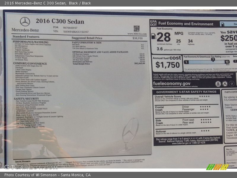 Black / Black 2016 Mercedes-Benz C 300 Sedan