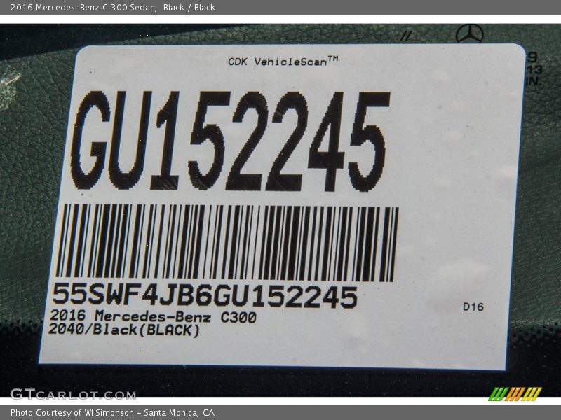 Black / Black 2016 Mercedes-Benz C 300 Sedan
