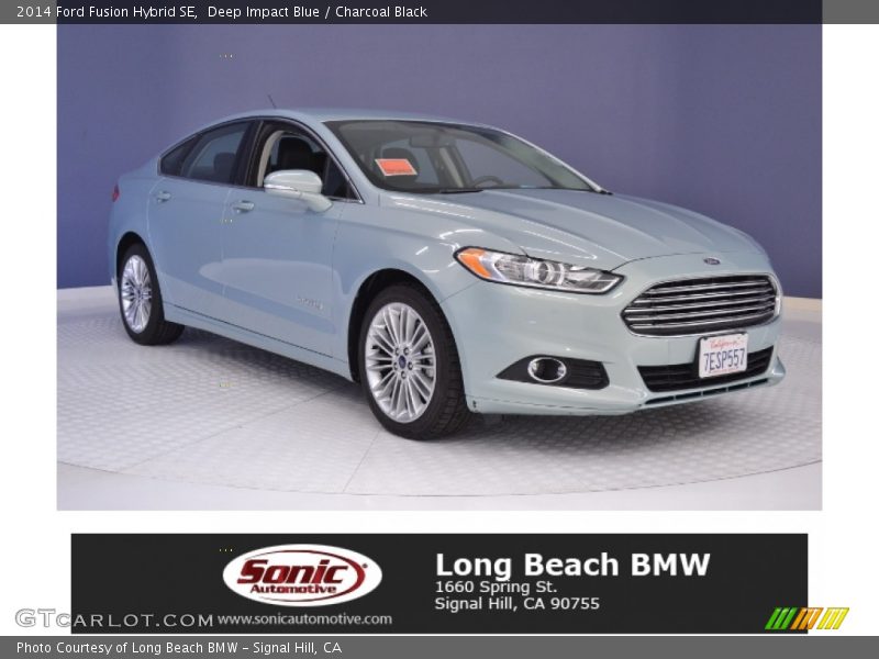 Deep Impact Blue / Charcoal Black 2014 Ford Fusion Hybrid SE