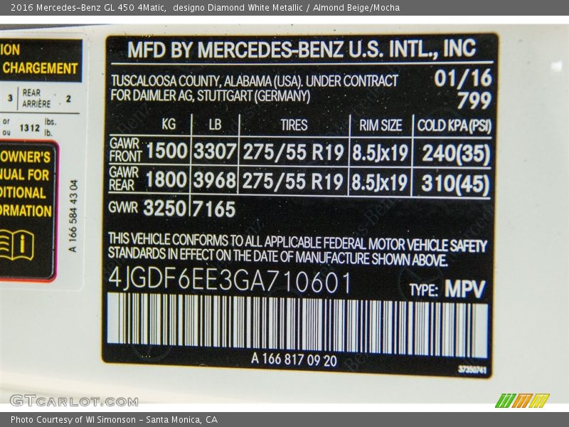 designo Diamond White Metallic / Almond Beige/Mocha 2016 Mercedes-Benz GL 450 4Matic