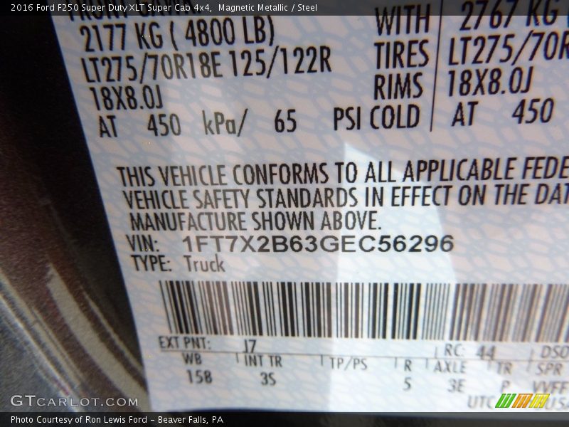 Magnetic Metallic / Steel 2016 Ford F250 Super Duty XLT Super Cab 4x4