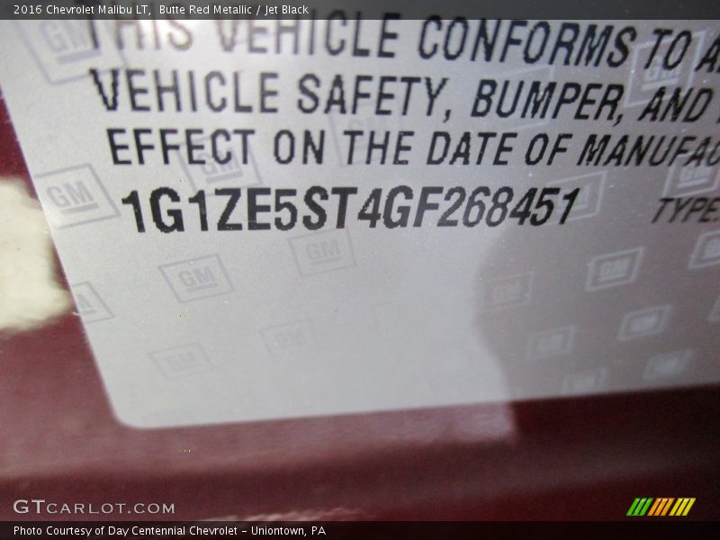 Butte Red Metallic / Jet Black 2016 Chevrolet Malibu LT