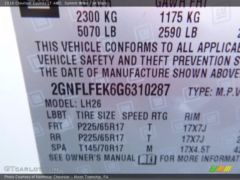Summit White / Jet Black 2016 Chevrolet Equinox LT AWD