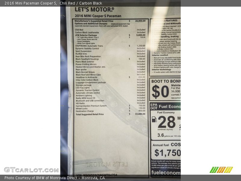 Chili Red / Carbon Black 2016 Mini Paceman Cooper S