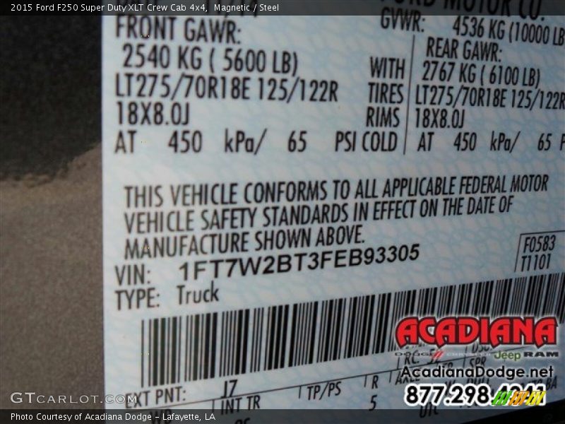 Magnetic / Steel 2015 Ford F250 Super Duty XLT Crew Cab 4x4