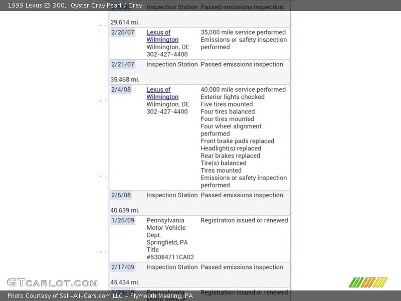Oyster Gray Pearl / Grey 1999 Lexus ES 300